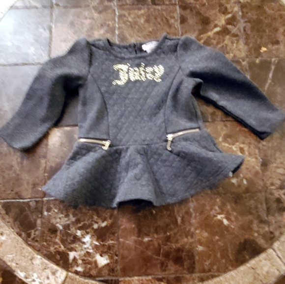 5/25 Juicy Couture grey quilted gold zipper peplum top 24month - Picture 2 of 4